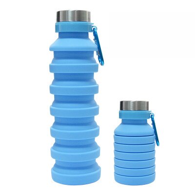 Grote Capaciteit 550Ml Outdoor Sport Water Fles Draagbare Siliconen Vouwen Water Beker Voor Bergbeklimmen Reizen: Blue