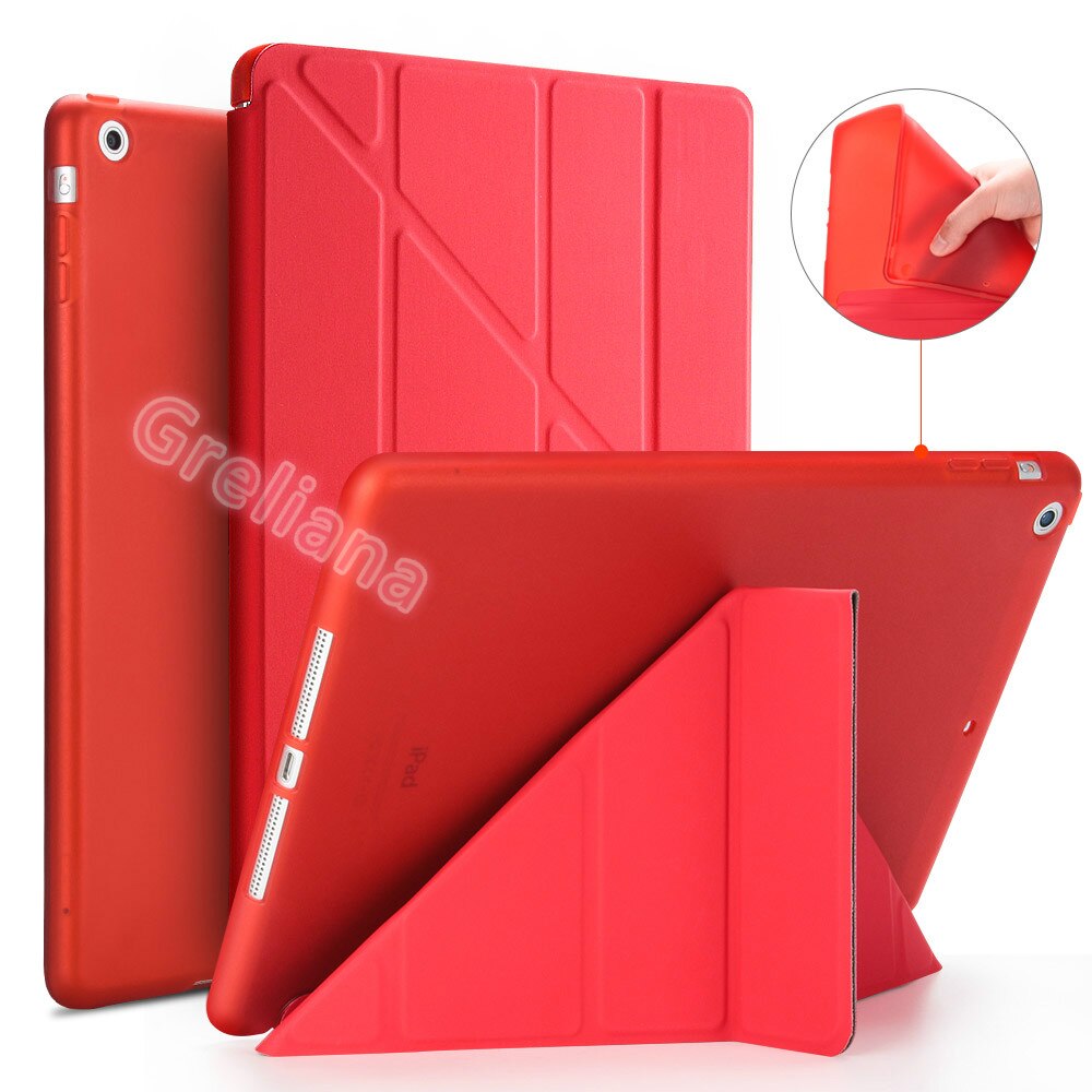 Case Voor Ipad 2 3 4 Model A1395 A1396 A1397 A1416 A1430 A1403 A1458 A1459 A1460 Smart Auto Sleep Flip stand Cover Voor Ipad Gevallen: for iPad 2 3 4 red