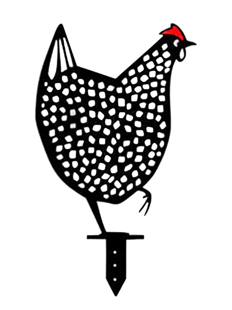 Rooster Animal Silhouette Pile Shadow Decoration Stake Garden Gardening Decoration Chicken Silhouette Country Yard Art: A