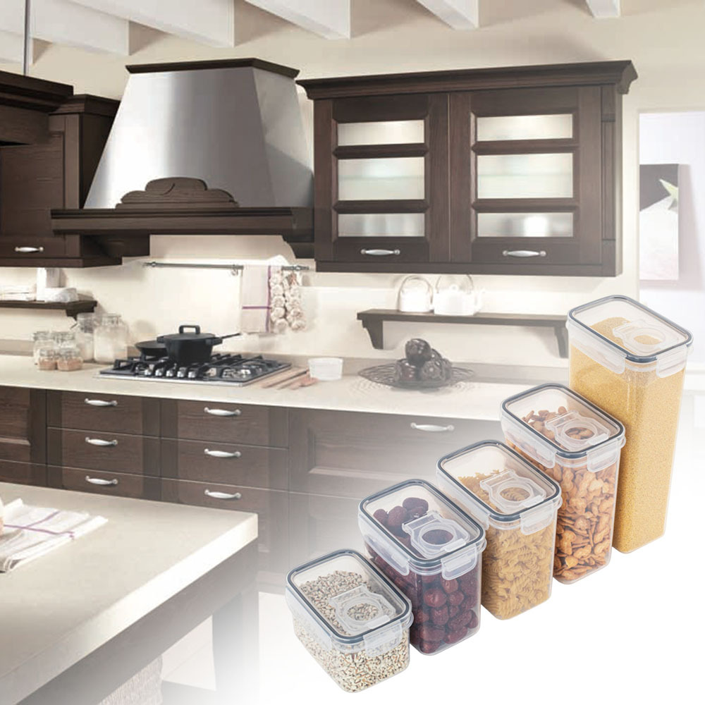 Transparent Rectangular Rice Bucket Sealed Dustproof Grain Storage Tank for Kitchen