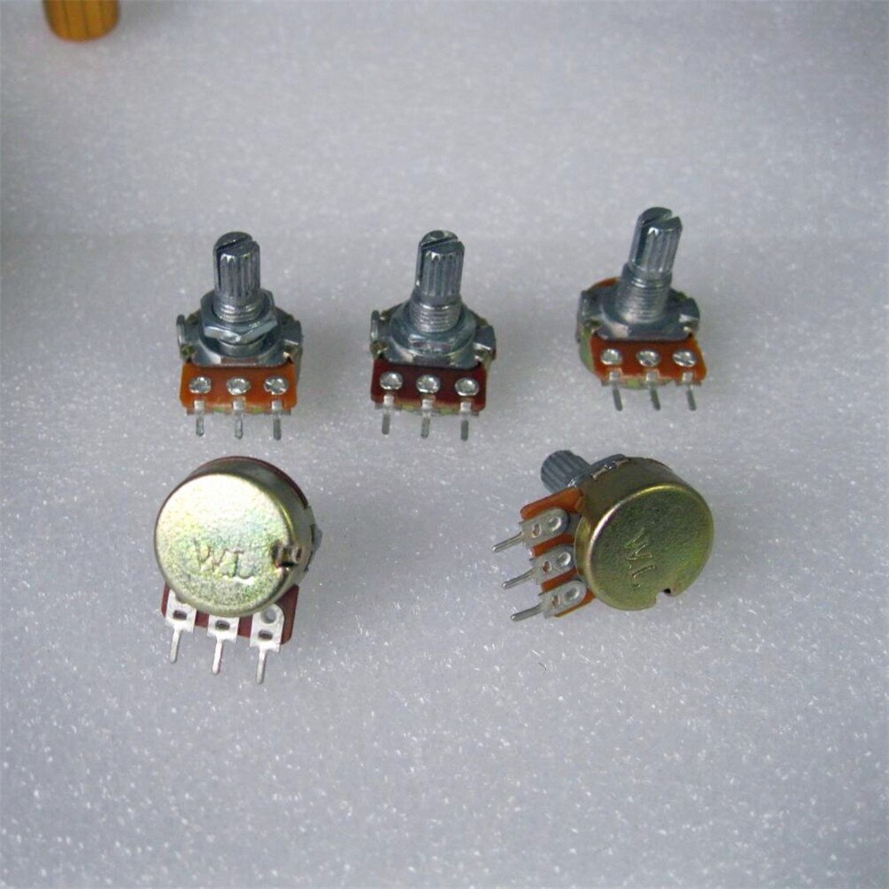 10pc WH148 B100K Adjust volume size Linear Potentiometer 15mm Shaft With Nut And Washers And 10pc aluminum knob