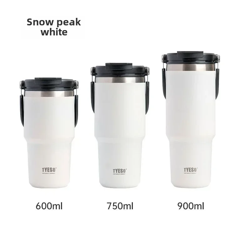 Tyeso bärbar bilkaffekopp rostfritt stål stor kapacitet isolering sportvattenkokare: Grön / 301-400ml