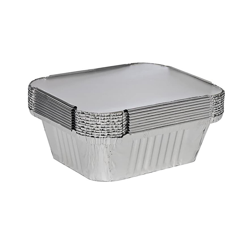 50 Stuks Bakken Tin Doos Set Van Zilver Folie Keuken Brood Bakken Barbecue Voedsel Tray/Plaat/Container Tin carton: 260ml