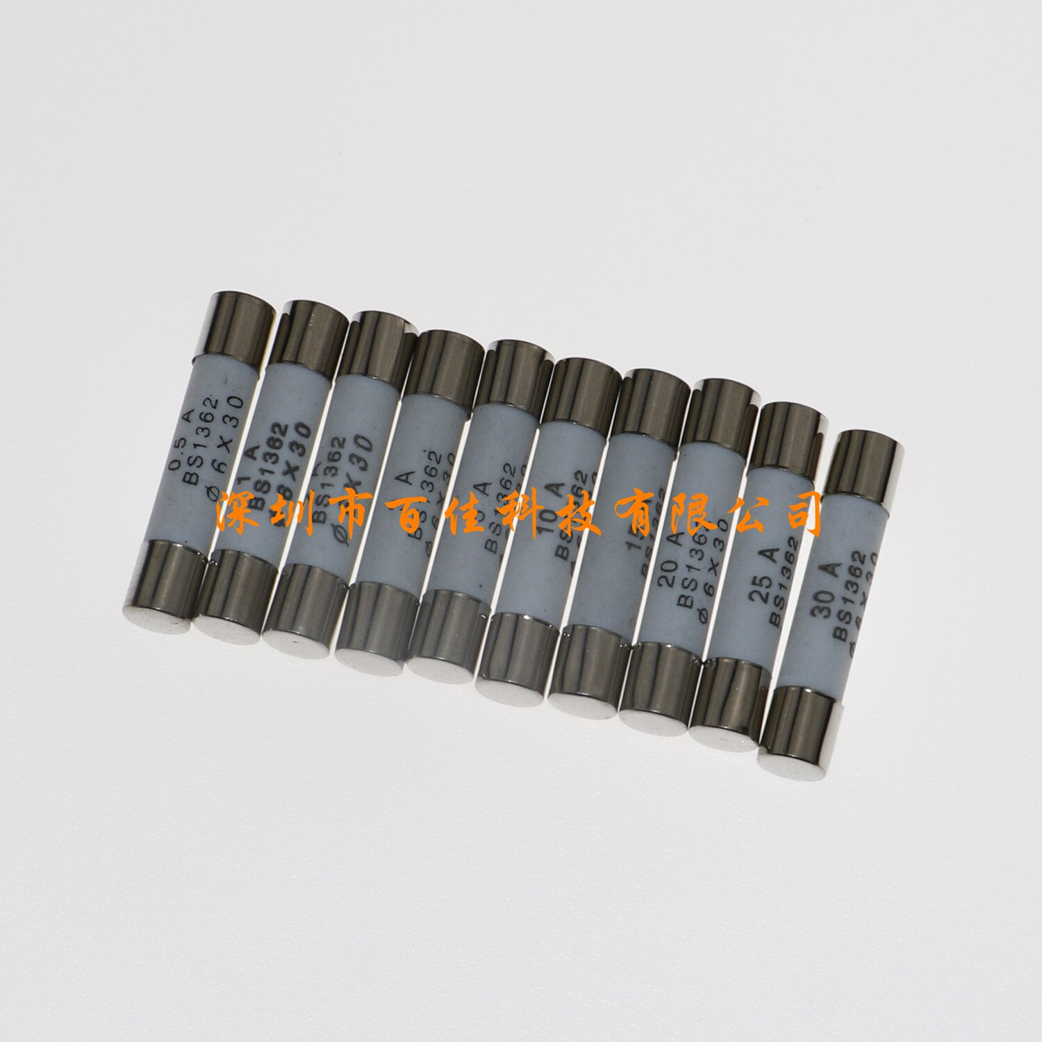 50Pcs 10 specifications ceramic fuse wire box 6x30mm 0.5A~30A mixed fuse set