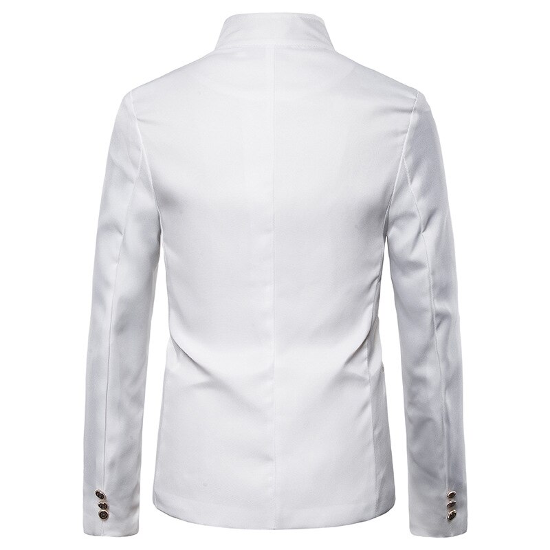 Mens rot Zweireiher Anzug Blazer Jacke schlank passen Stehkragen Blazer Männer Party Geschäft lässig Blazer Masculino