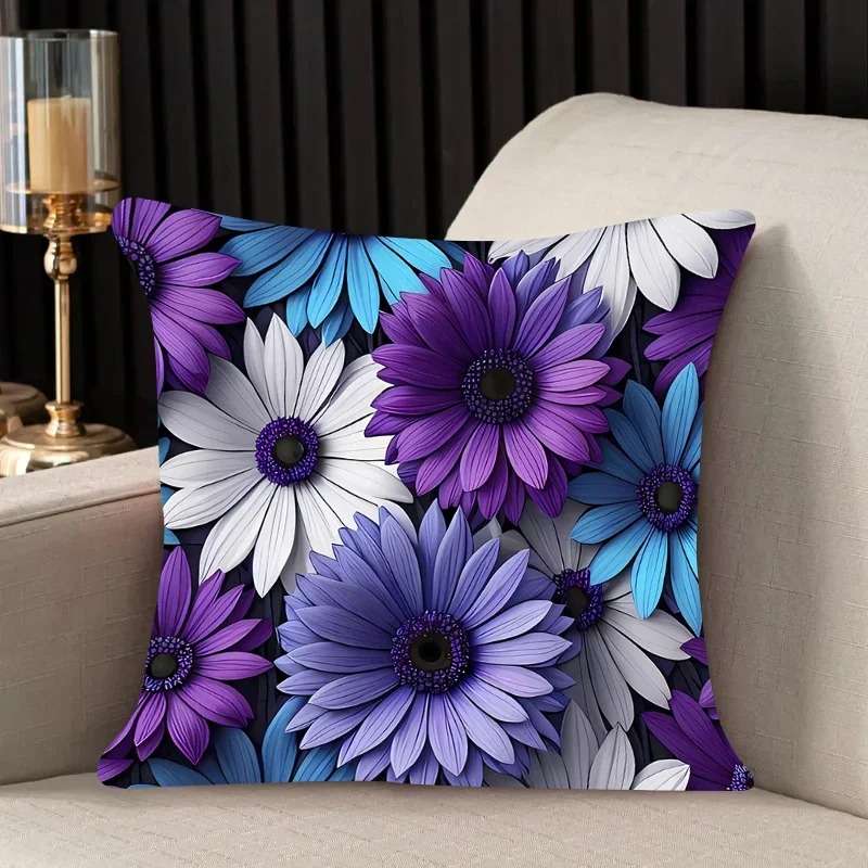 Hermosa funda de almohada con estampado de flores, funda de almohada cuadrada para sofá de coche y cojín de oficina: Ver abajo las descripciones de los tamaños / Rosa