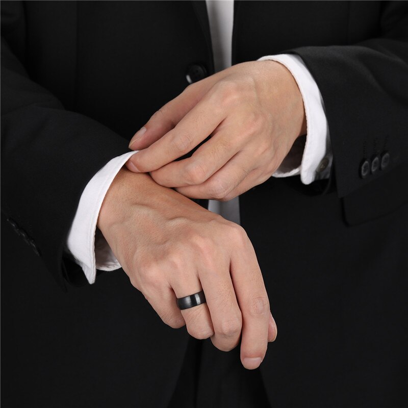 Somen 4/6/8mm Ceramic Ring Black Wedding Engagement Band Brushed Flat Comfort Fit Men Women Jewelry