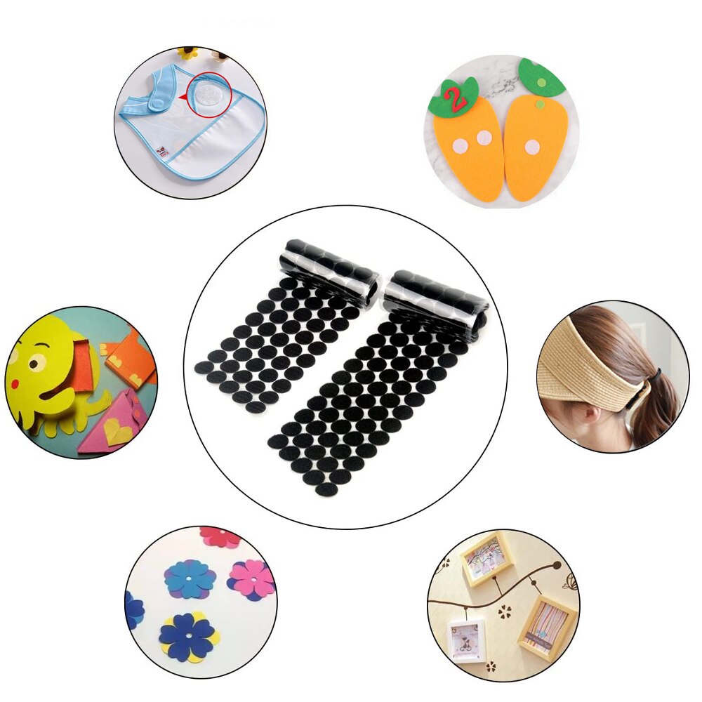 100Pairs 10Mm Zelfklevende Stippen Nylon Sticky Hook Loop Fastener Ronde Dot Stickers Tapes Voor Opknoping Naaien kleding Diy Craft