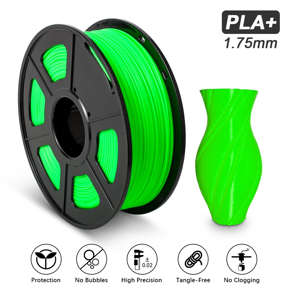 Filament d'imprimante 3D 1kg PLA Plus PLA + dureté élevée qui respecte l'environnement 1.75mm tolérance +/-0.02mm matériel d'impression 100% aucune bulle: PLA PLUS GREEN