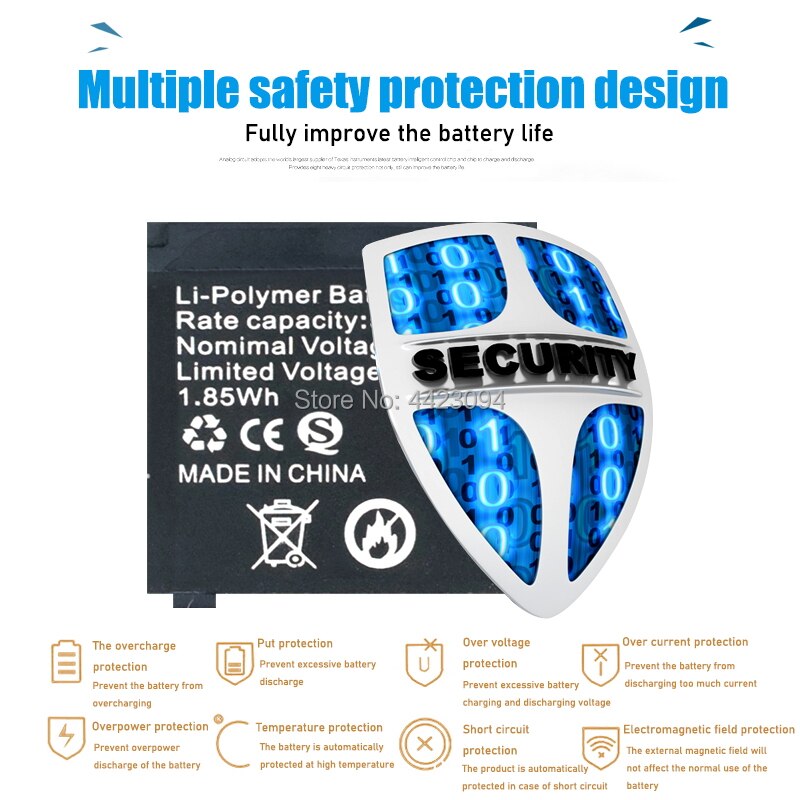 Montre connectée Q18, batterie Lithium-ion, 500mAh, 3.7V, Rechargeable, rechange, polymère