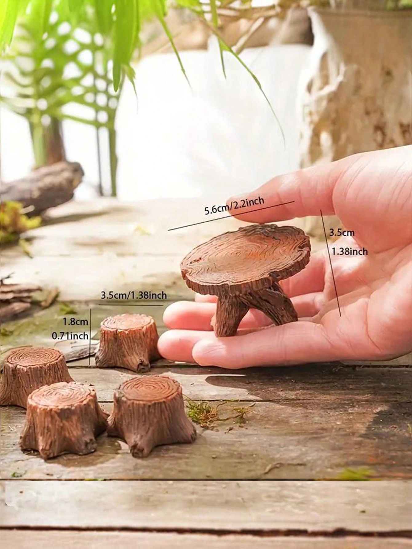 5 miniature tree stump garden art accessories resin decoration, garden landscape accessories, resin crafts: Clear