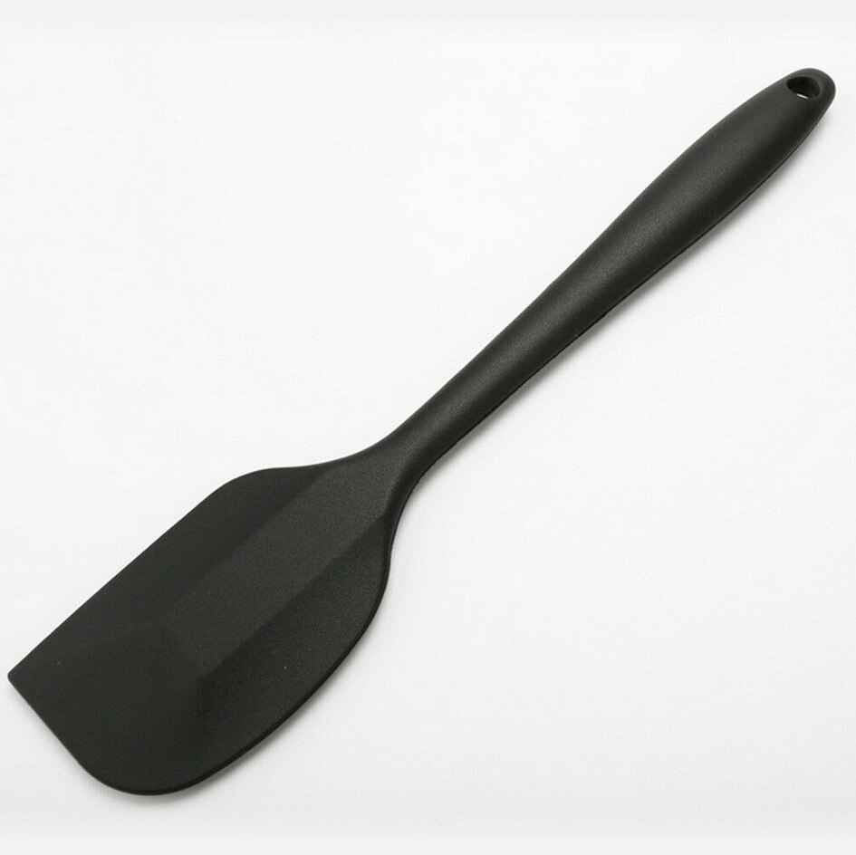 Mini espátulas de silicona para pastel de mantequilla, espátula de silicona, cuchara de azúcar de alta temperatura, utensilios de cocina: Black