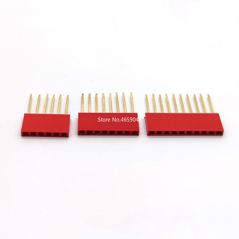 10 stk 2.54mm stablebare lange ben hun-header 2/3/4/5/6/8/10/15p enkeltrads kobling flerfarget uttak for arduino pcb