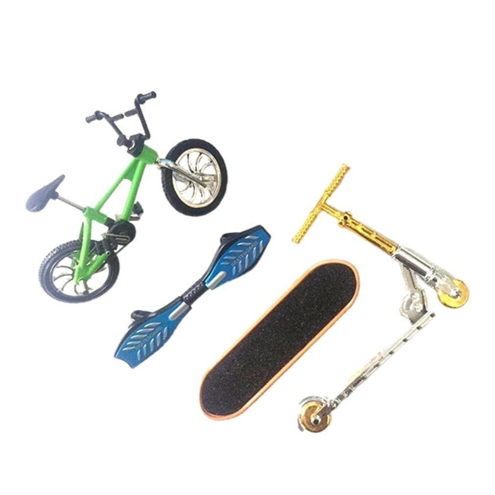 Doigt vélo doigt planche à roulettes ensemble de jouets vélo + planche à roulettes + planche de vitalité + Scooter: green