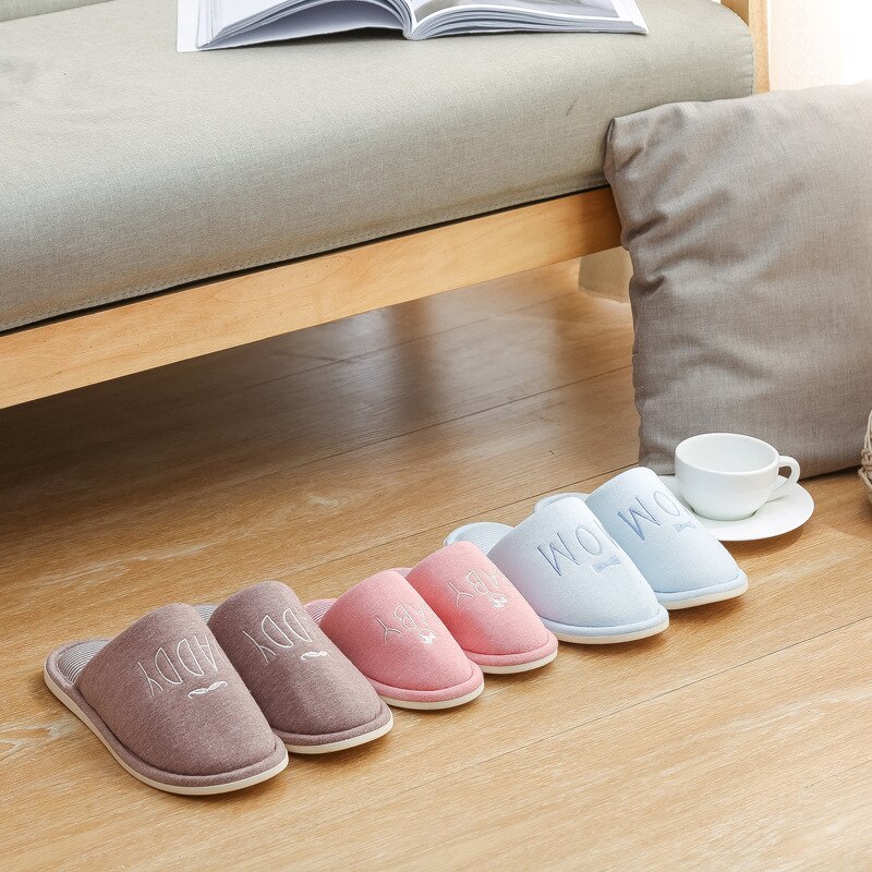 ASIFN chaussons pour hommes japonais femmes intérieur coton tongs bois hiver Couple lettres antidérapant fond souple Zapatos Mujer