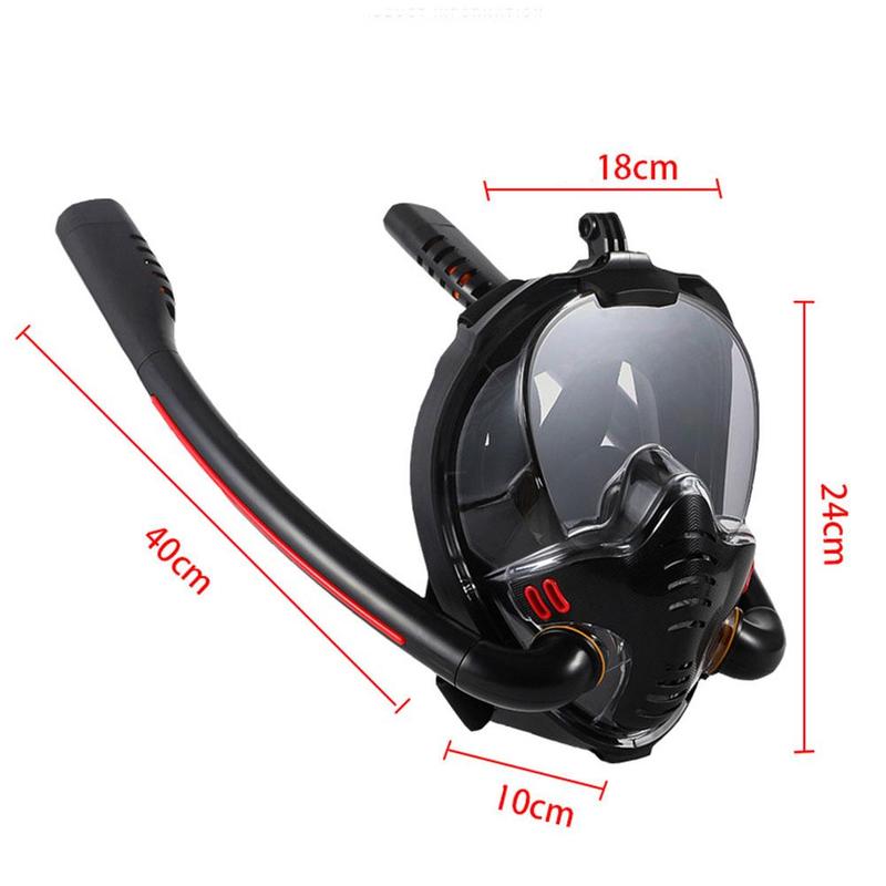 S Size Full Face Snorkeling Mask Double Tube Silicone Full Mask Swimming Dry Mask Adult Diving Goggles Diving P2M6