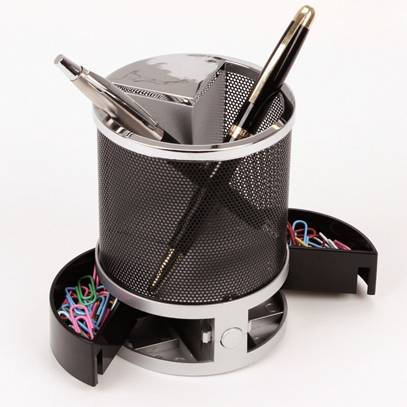 Black Digital LED Desk Alarm Clock Mesh Pen Pencil Holder Calendar Timer Temperature Calendar Table Desktop Clocks