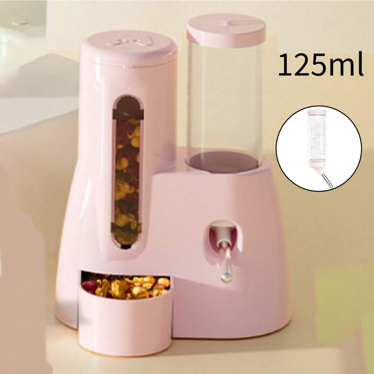 1-delige fles, willekeurige stijlen verzonden, hamstervoedings- en drinkfontein, gouden beer waterkoker, voerbak, twee-in-één speciale dagelijkse benodigdheden: Army Green