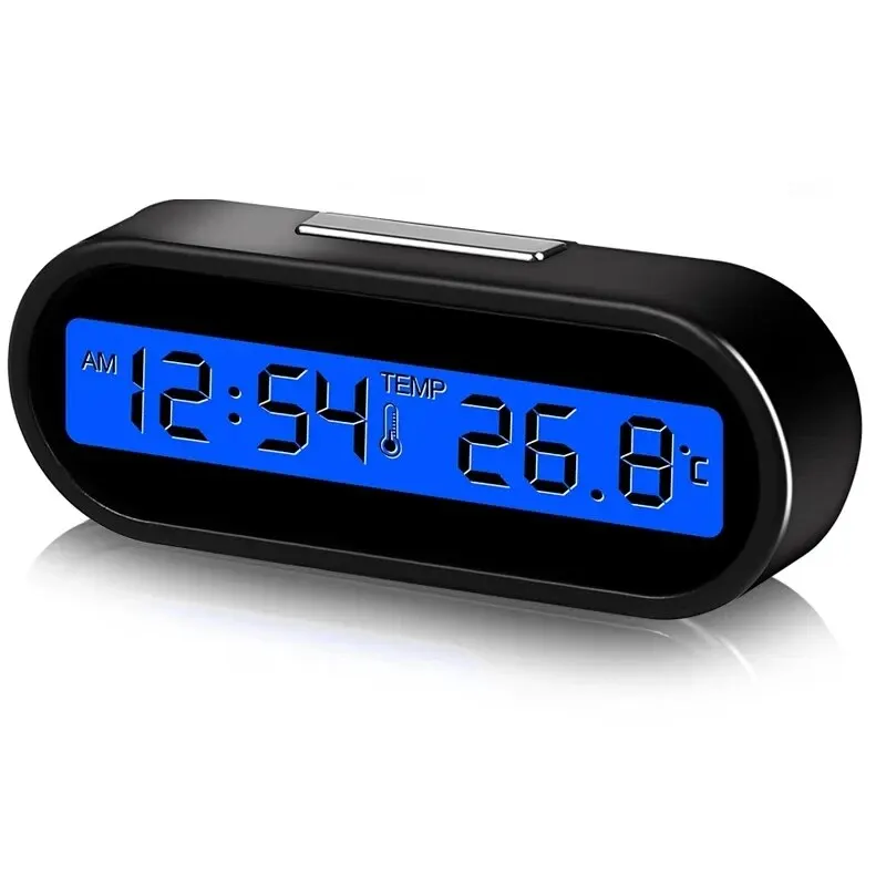 Car Clock Time Watch Mini Electronic Auto Clocks Luminous Interior Thermometer LCD Backlight Digital Display Car Accessories: Gold