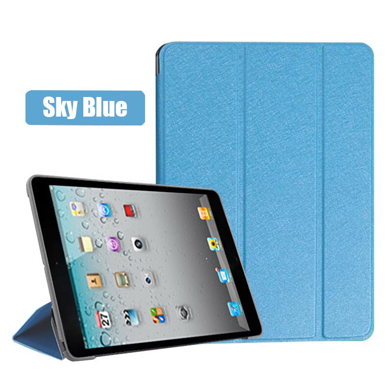 For iPad 2 iPad 3 iPad 4 PC Back Case PU Leather Stand Cover A1395 A1396 A1397 A1416 A1430 A1403 A1458 A1459 A1460 Tablet Case: Sky Blue