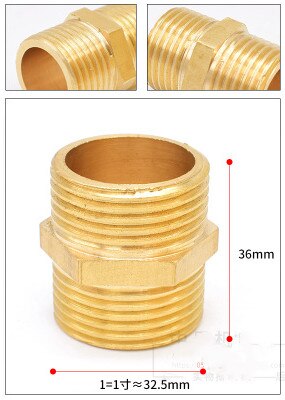 Messing rør sekskantet nippel fitting lynkobling adapter 1/8 1/4 3/8 1/2 3/4 1 bsp han til han gevind vand olie gas stik: G1