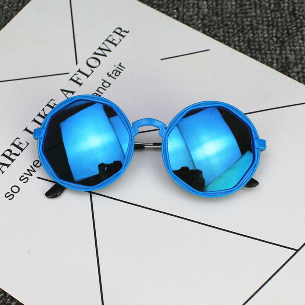 Retro Kids Zonnebril Mode Jongens Meisjes Ronde Goggle Kleurrijke Zonnebril Frame Brillen voor Kinderen Nieuw Speelgoed: Blue Reflective