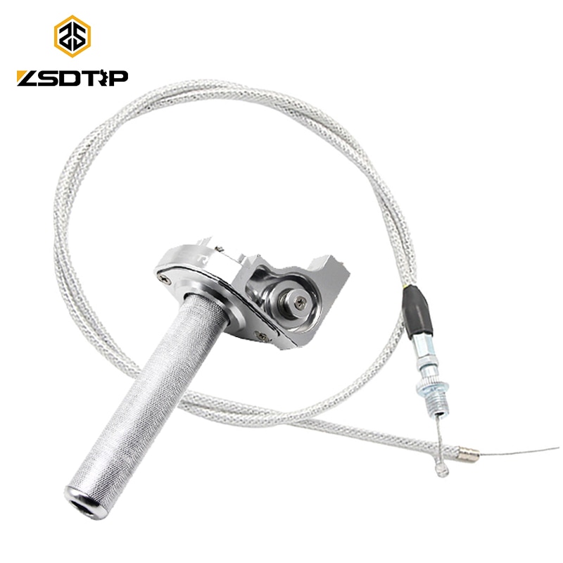 ZSDTRP Universal 7/8" Motorcycle Throttle Twist Grips + Cable 22mm CNC Aluminum Grip Accelerator Moped Scooter Dirt Bike