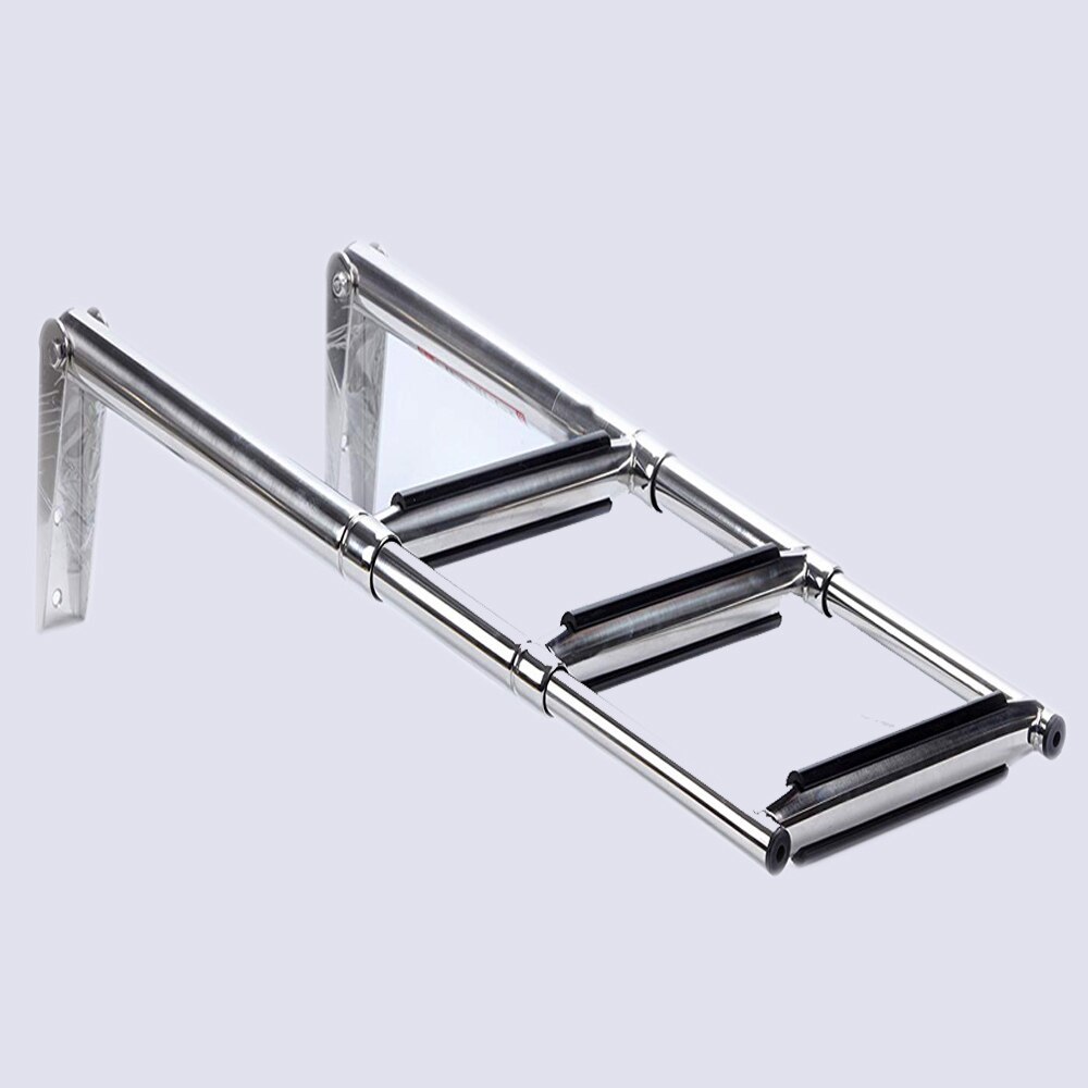 Stainless Steel 3 / 4 Steps Boat Telescopic Ladder Marine Transom Boarding Ladder Feet fit Swim Step Over Platform: 3 Step Ladder