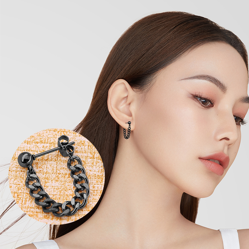 Luxe Kleine Bal Chain Stud Oorbellen Rvs Hiphop Oor Sieraden Hip Hop Rock Vrouwen Mannen Kleine Ballen Oorbel Accessoires