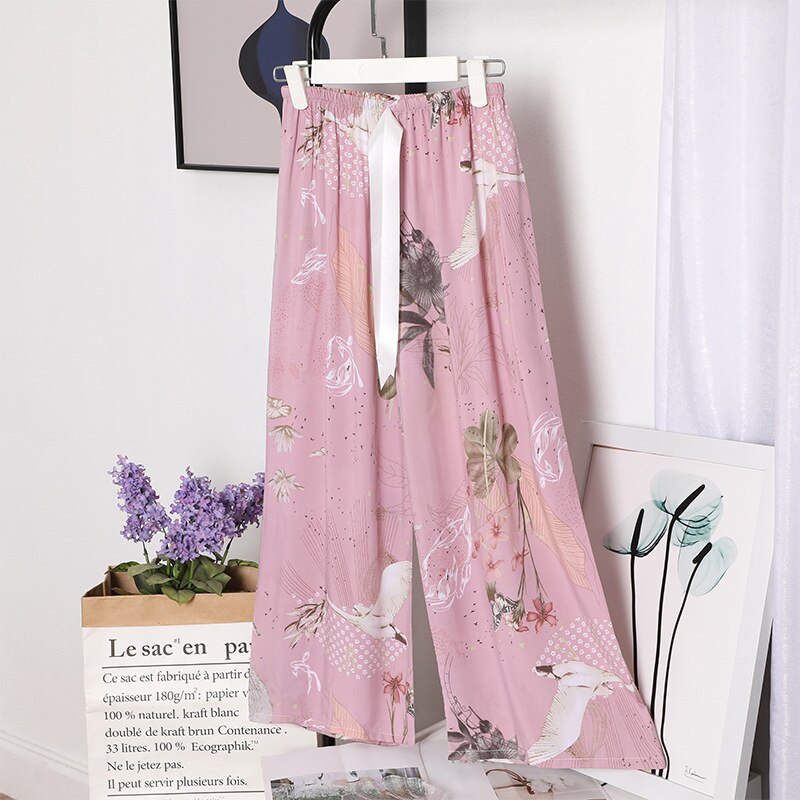 summer large size cotton home pants Korean girls' sweet loose wide leg pajamas