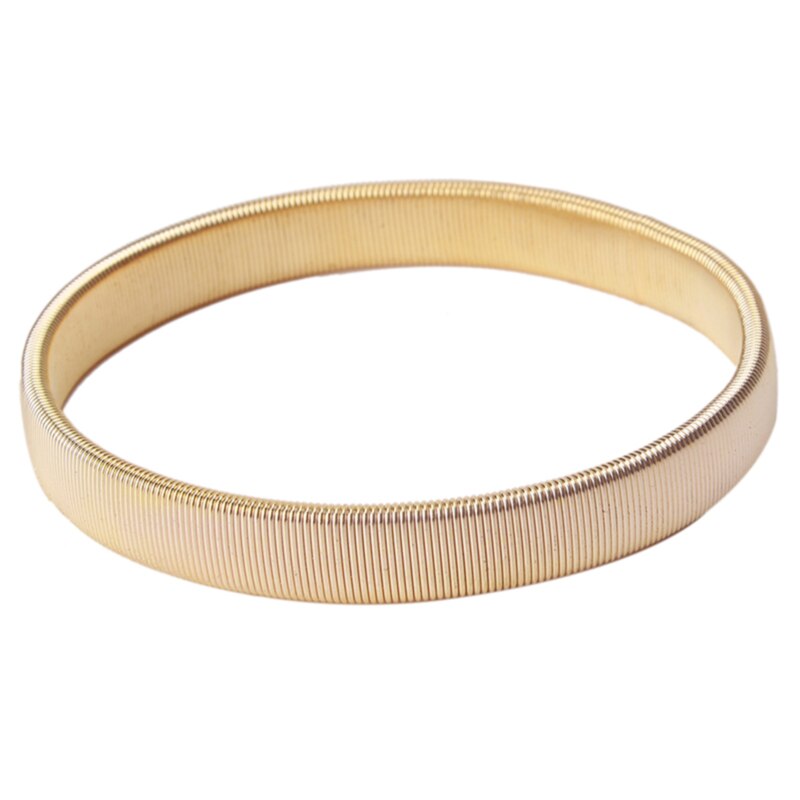 1pc Unisex Punk solido braccialetto elastico manica in metallo cerchio molle filo d'acciaio bracciale bracciale perimetro 26cm: yellow