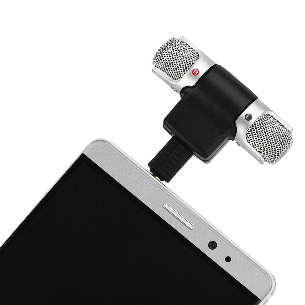 Portable Mini Microphone for Phone PC Laptop Stereo Recording Left and Right Channel Microphone Mic with 3.5mm Mini Jack