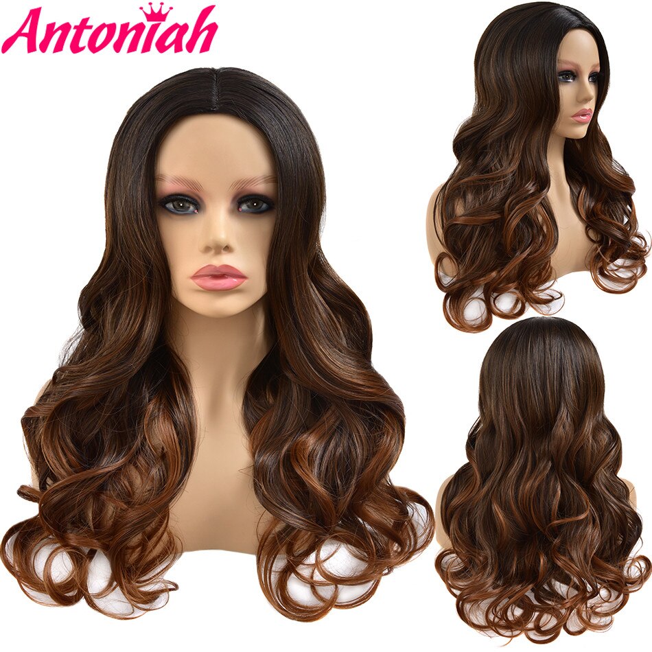 ANTONIAH Halloween Goddess Body Wave Wig Brown Free Part Natural Hairline Wig Synthetic Wig 2021Fashionhairstyle For Women: Default Title