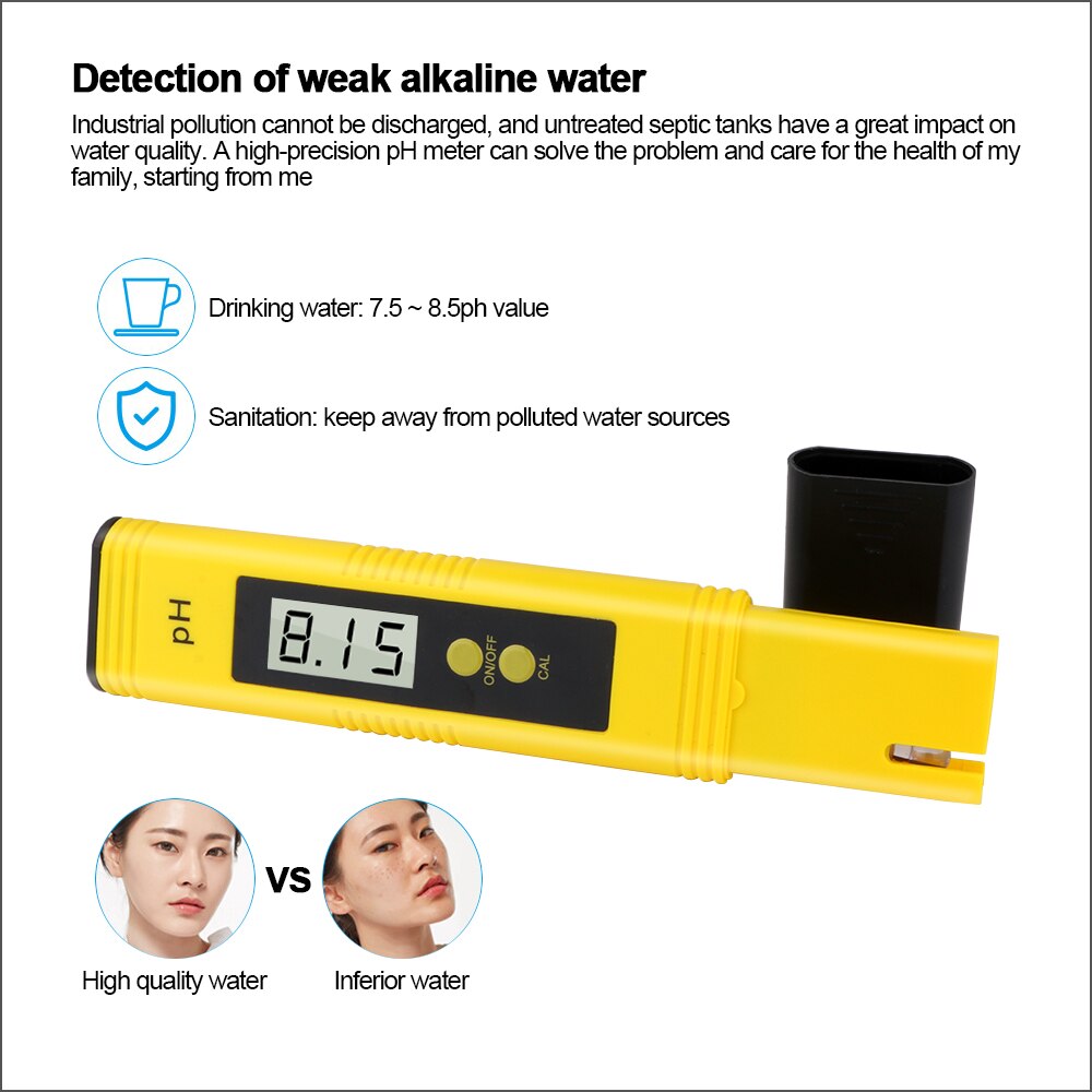Rz Ph Meter Water Hydrocultuur Digitale Ph Tester Pen 0.01 Hoge Nauwkeurigheid Met 0-14 Ph Bereik Huishoudelijke Drinken zwembad Aquarium