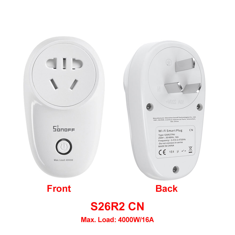 Sonoff S26 R2 Wi-Fi Smart Plug Wireless 16A Smart Socket Switch Voice Control Timing Remote Control via eWeLink Google Alexa: S26R2 CN