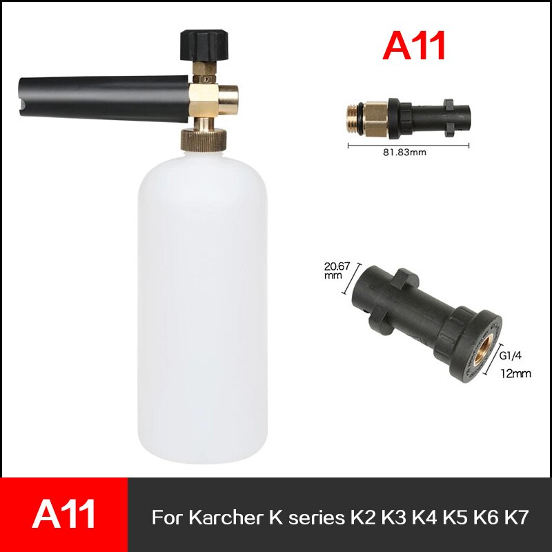 Générateur de mousse pour karcher avec différents types adaptateurs de filetage mâle buse de mousse de neige pistolet savon moussant voiture huter générateur de mousse: YELLOW