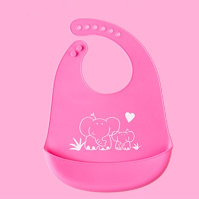 Bavaglino Neonato infantile rutto Del bambino Del silicone Bavaglino Sciarpa di Alimentazione TPE Impermeabile Tuta Animale di Cura Del bambino Bebe Bavaglino Grembiule Strumento di Alimentazione: rosa elefante