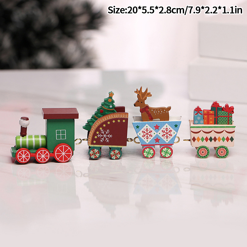 Ozdoby Świąteczne Pociąg Dekoracja Imprezowa Drewniany Mały Pociąg Boże Narodzenie 2025 Dekoracja Domu Navidad kolęda Prezenty na Nowy Rok Festiwal: zgniły zielony