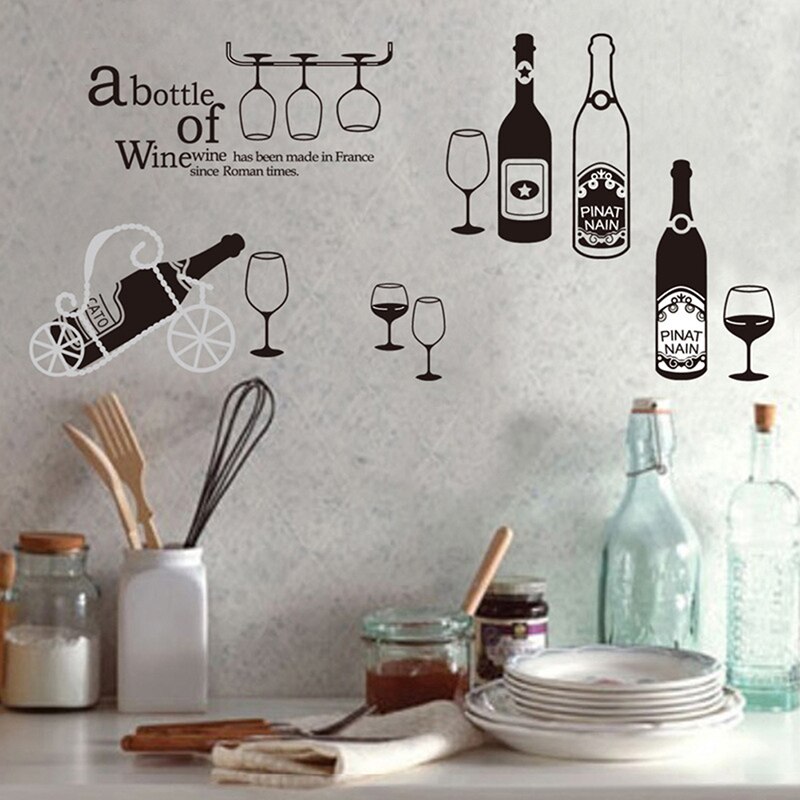 Skab garderobe mærkat vinflaske væg klistermærker køkken værelse dekoration bar vindue vægmaleri kunst vægindretning 60 x 90cm
