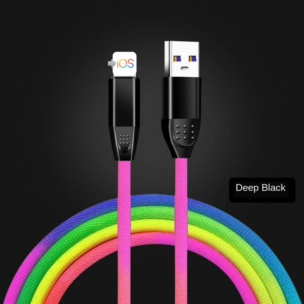 per iPhone tipo-c cavo caricabatterie androide cavo in nylon a ricarica rapida cavo dati a gomito sfumato arcobaleno intrecciato in lega di zinco