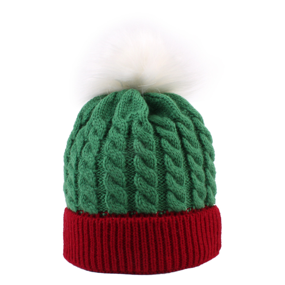 Bonnet de noël tricoté en Crochet pour bébé, classique, bloc de couleurs, , pour l&#39;hiver, pour garçons et filles: Olive