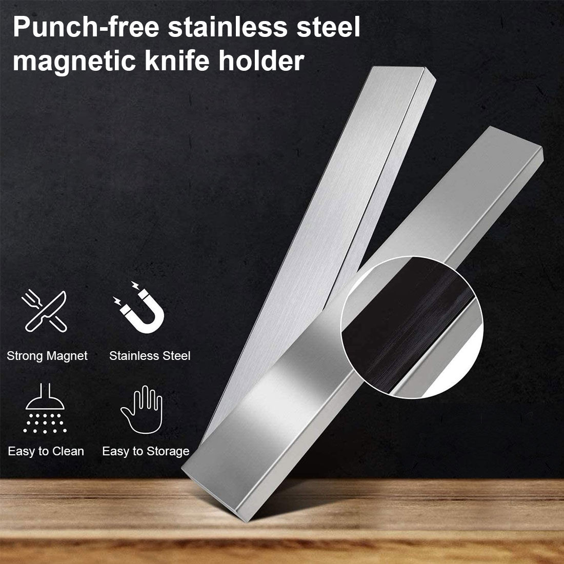 30 40 50 cm Stainless Steel Wall Mount Electromagnetic Knife Holder Electromagnetic Knife with Kitchen Knife Bar
