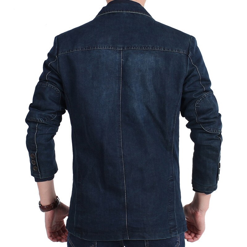 Denim Suit Man Four Seasons Casual Loose Plus Size Solid Color Full Sleeve Pockets Young Coats Jacket Male