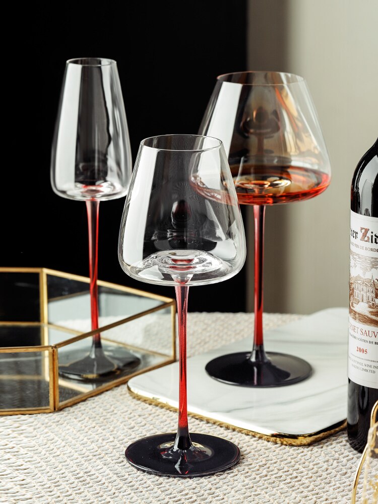 Lead-Free Crystal Wine Glass Red Black Base Goblet Home Drinkware Party Bar Beer Wine Glass Water Cup Drinkware Personality Cup
