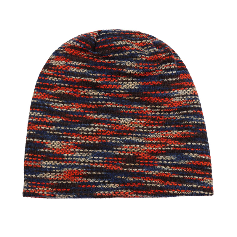 Stickad mössa vintermössa för kvinnor män skullies mössor mask randig mössa gorros huva varm baggy mjuk tjock bräddlös #39