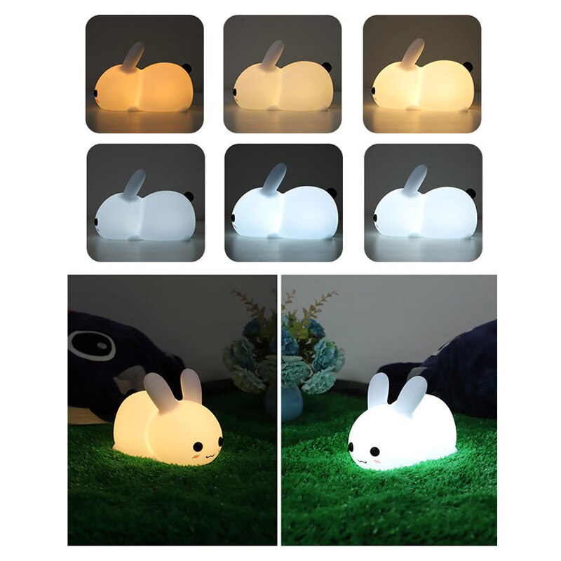 Cute Silicone Rabbit Touch Sensor Lamp Panda Light Toys for Kids Rechargeable Led Night Light Lamp Baby Sleeping Toy Bedroom