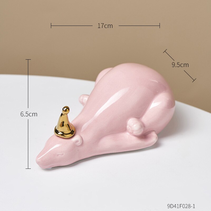 Polar Bear Ceramic Decoration Modern Home Decor Living Room Office Desktop Decoration Feng Shui Decoration Animal Statue: Lying-pink