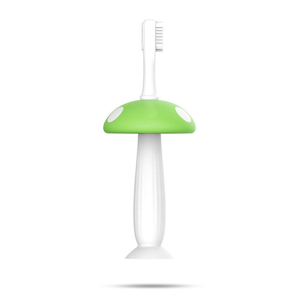 Cepillo de dientes de silicona de grado alimenticio para bebé, antigolondrina para chico s, cepillos dentales de entrenamiento, forma de seta bonita, cuidado Dental para chico #30: Verde