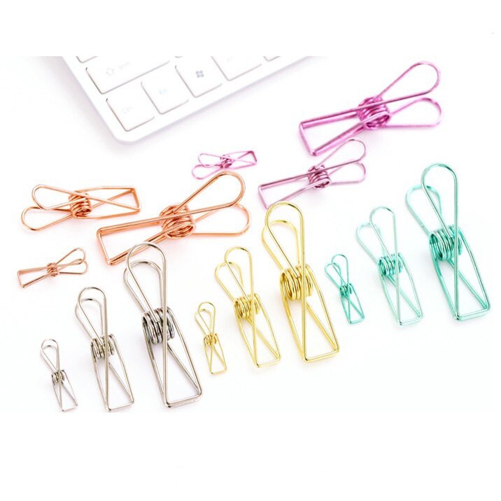 20 pcs/1 lot Cute Metal Binder Clips Clips Small Craft Photo Pegs office bookmarks Kawaii Stationery 5 Color Size S M L