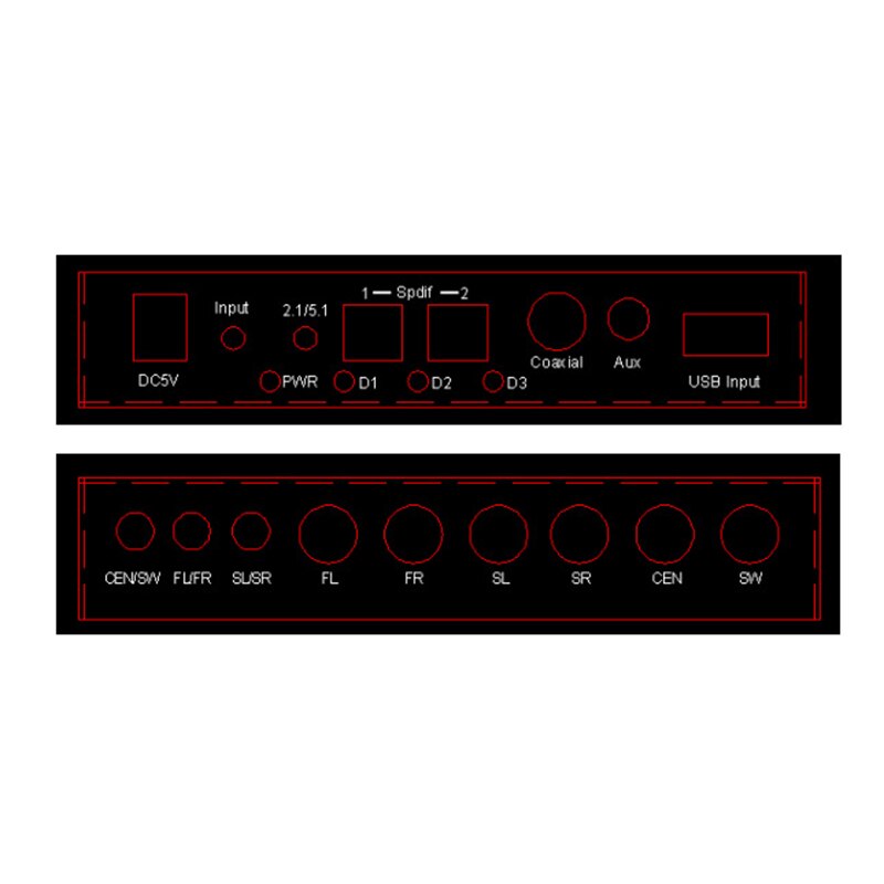5.1 o Gear Channel AC3/DTS 3.5mm o Gear Digital Surround Sound Decoder Stereo Signals Decoder HD Player EU Plug